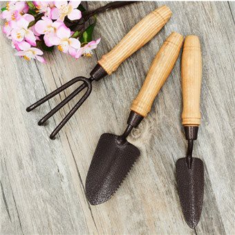 Wood handle 3 prong hand rake garden tools set